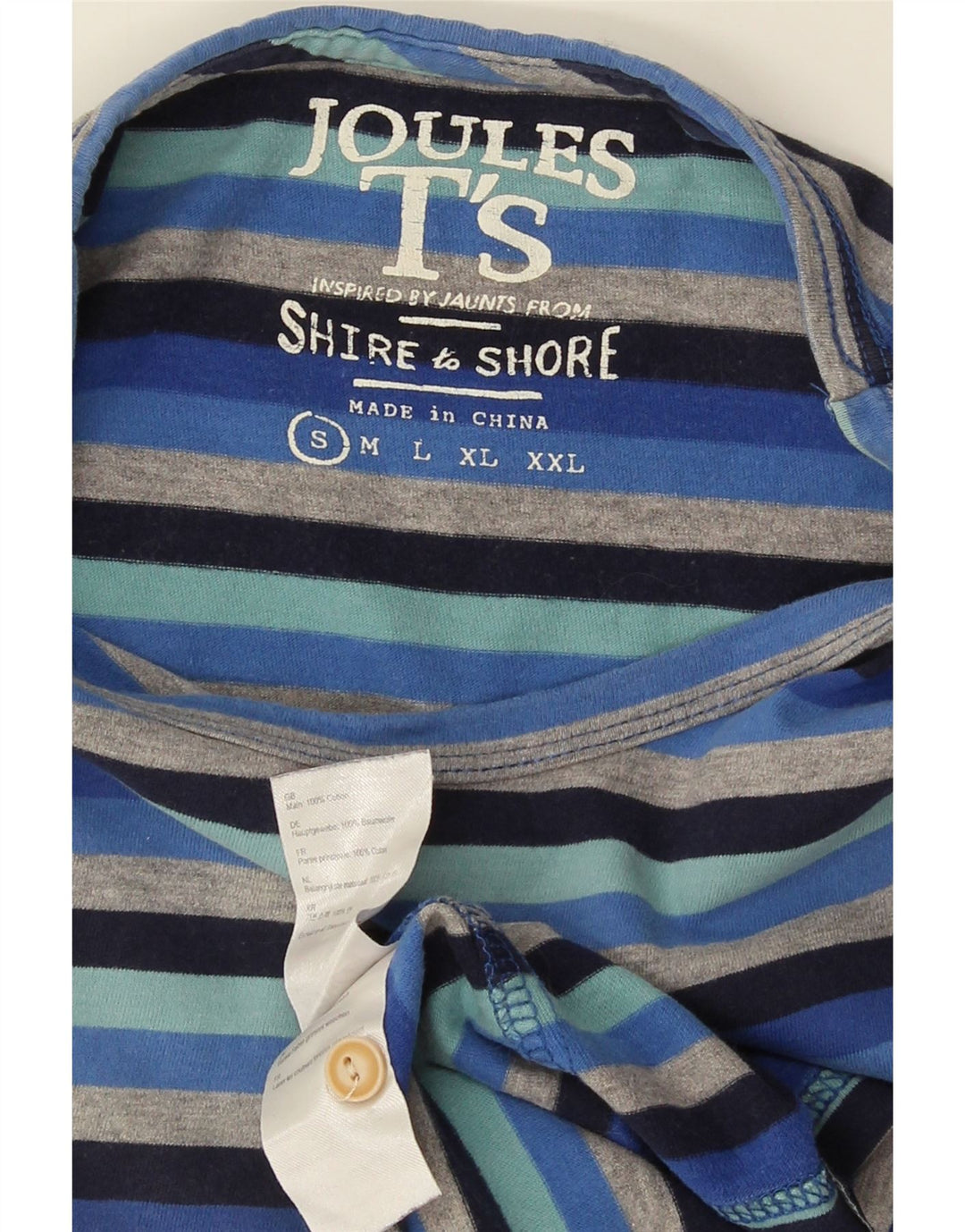Joules Mens T-Shirt Top Small Blue Striped Cotton
