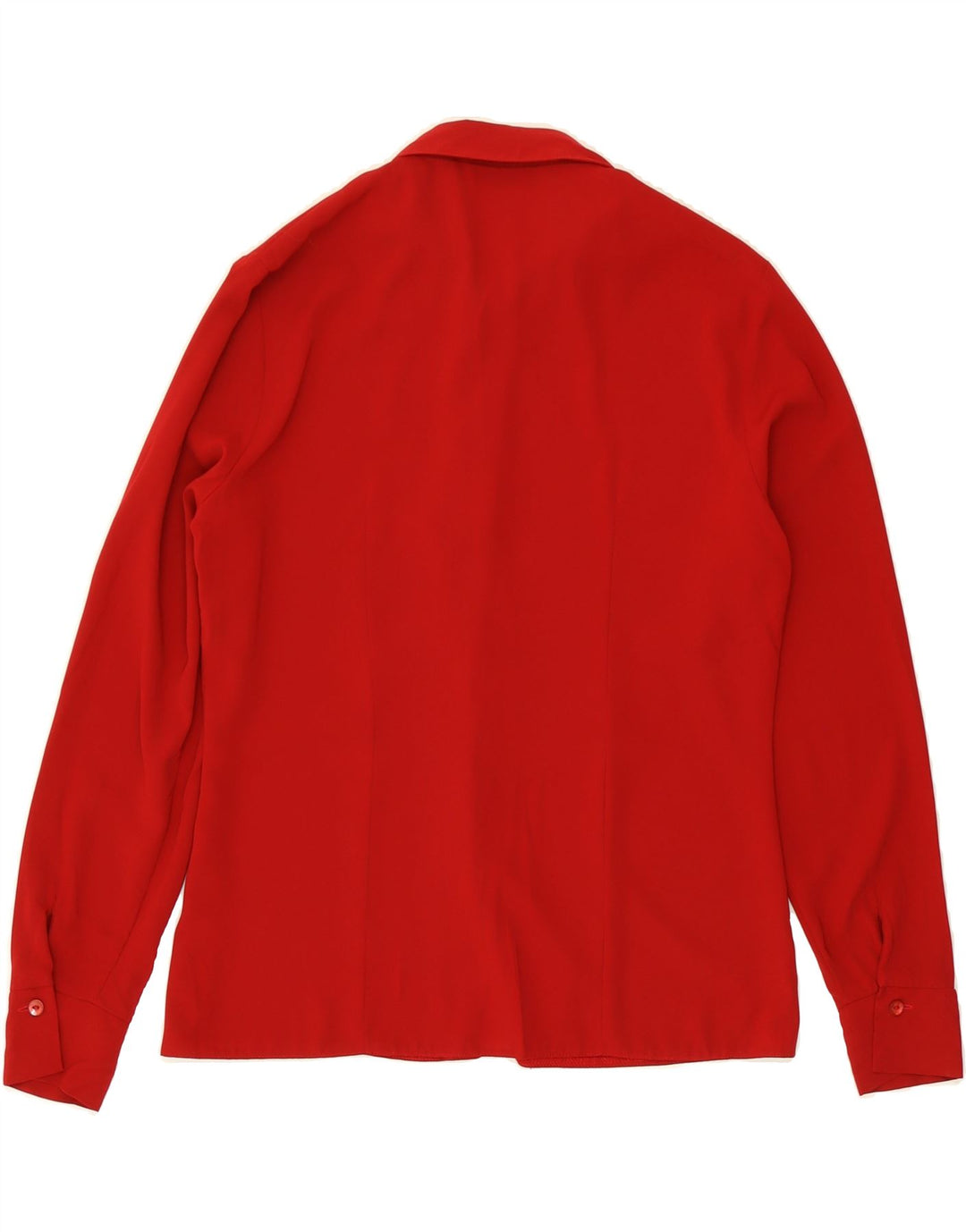 VINTAGE Womens Ruffle Front Shirt Blouse UK 12 Medium Red Polyester Vintage Vintage and Second-Hand Vintage from Messina Hembry 