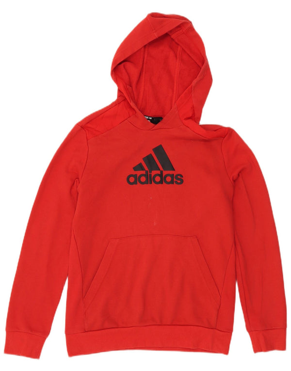 Adidas Boys Graphic Hoodie Jumper 13-14 Years Red Cotton