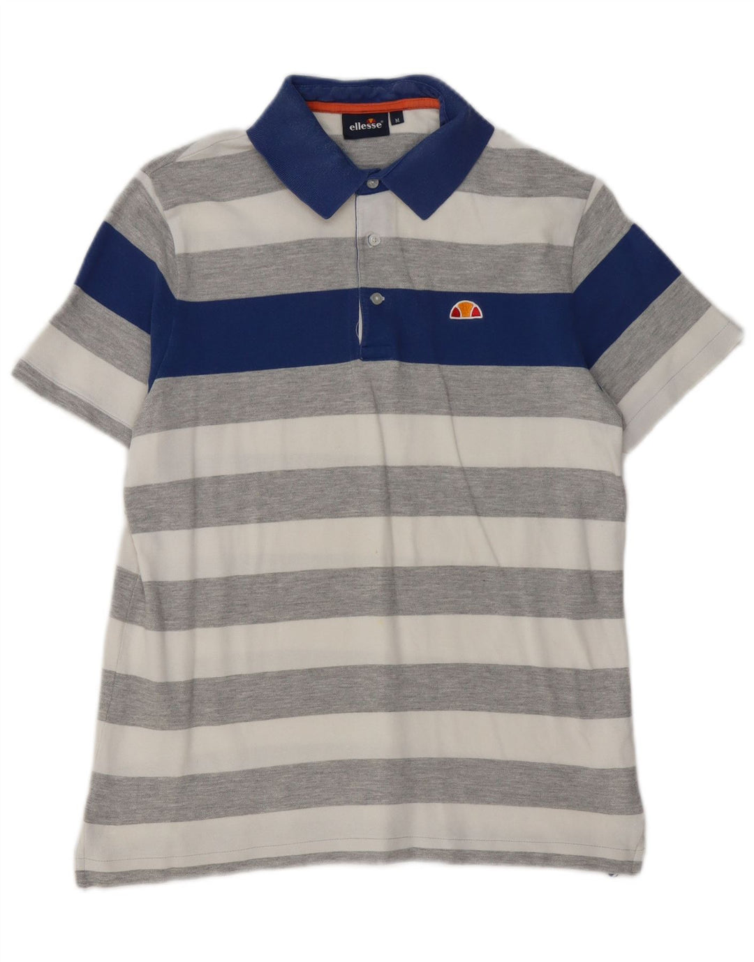 ELLESSE Mens Rugby Polo Shirt Medium Grey Striped