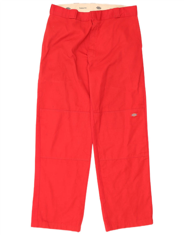 Dickies Mens Loose Fit Cargo Trousers W36 L33 Red Polyester