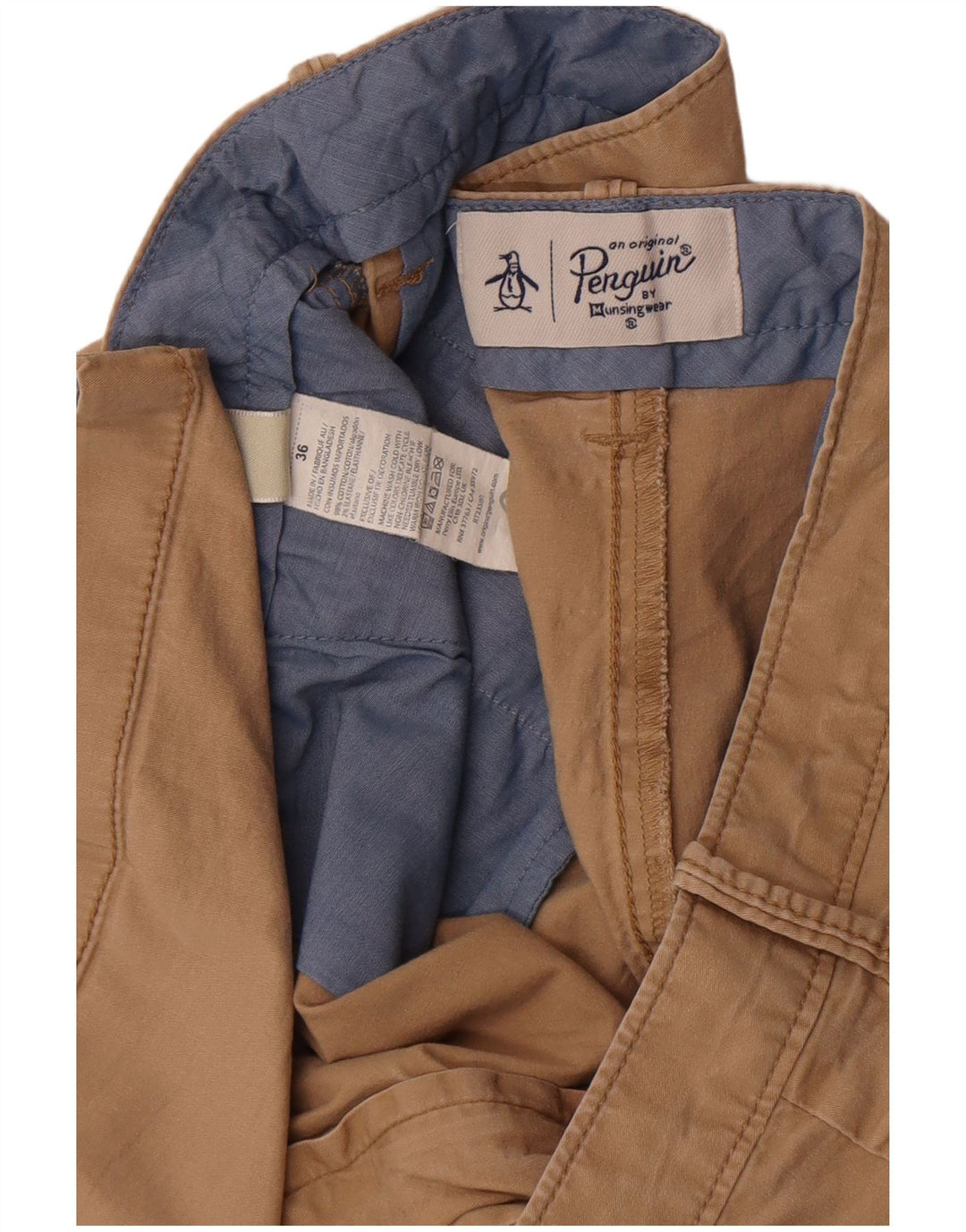 Penguin Mens Chino Shorts W36 Large Beige Cotton