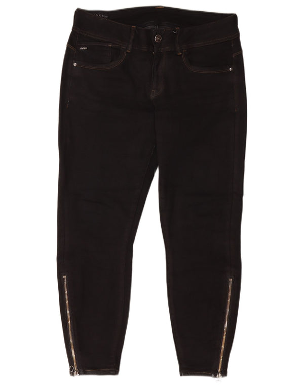 G-Star Womens Lynn Mid Rise Skinny Jeans W31 L25 Black Cotton