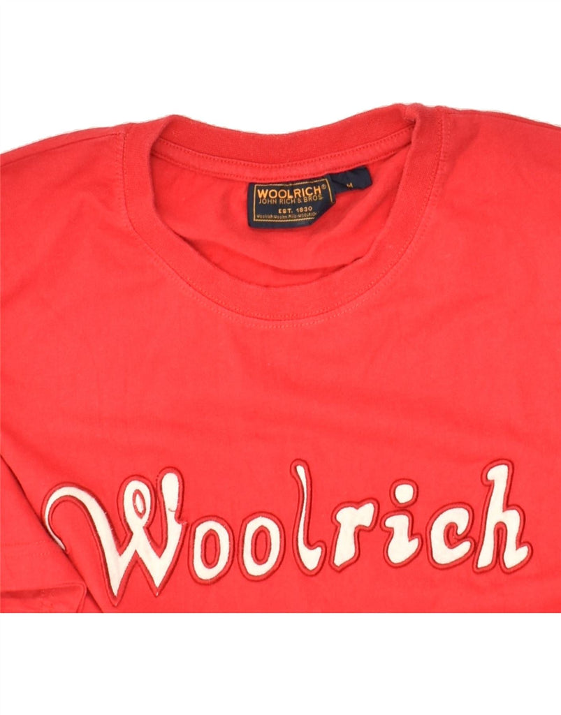 WOOLRICH Womens Graphic T-Shirt Top UK 12 Medium Red Cotton | Vintage Woolrich | Thrift | Second-Hand Woolrich | Used Clothing | Messina Hembry 