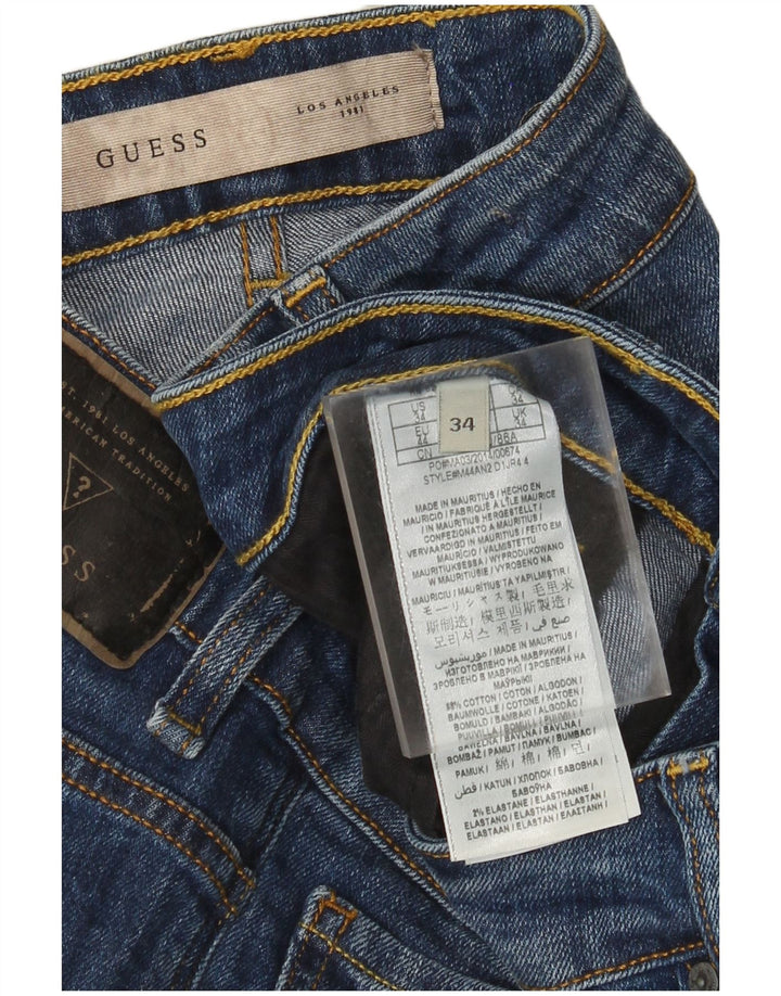 Guess Mens Straight Jeans W34 L32 Blue Cotton