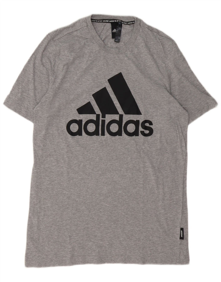 ADIDAS Mens Graphic T-Shirt Top Medium Grey Flecked Cotton