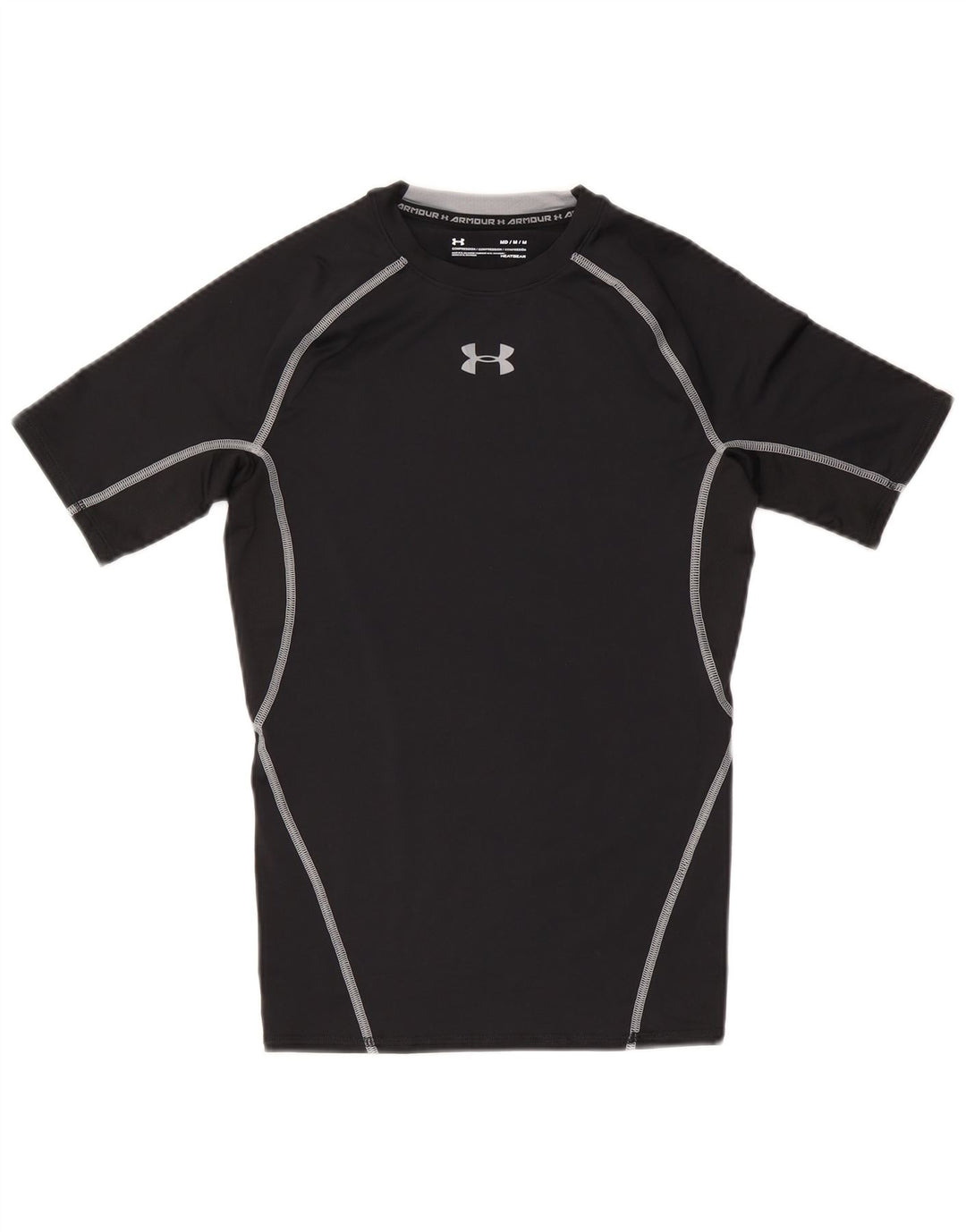 Under Armour Mens Heat Gear Graphic T-Shirt Top Medium Black Polyester