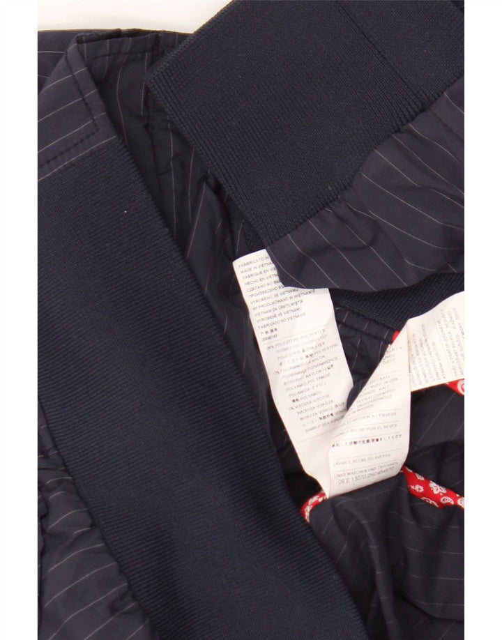 Playlife Womens Bomber Jacket UK 16 Large Navy Blue Striped Polyester