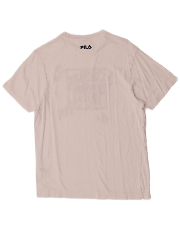 Fila Mens Graphic T-Shirt Top XS White Cotton