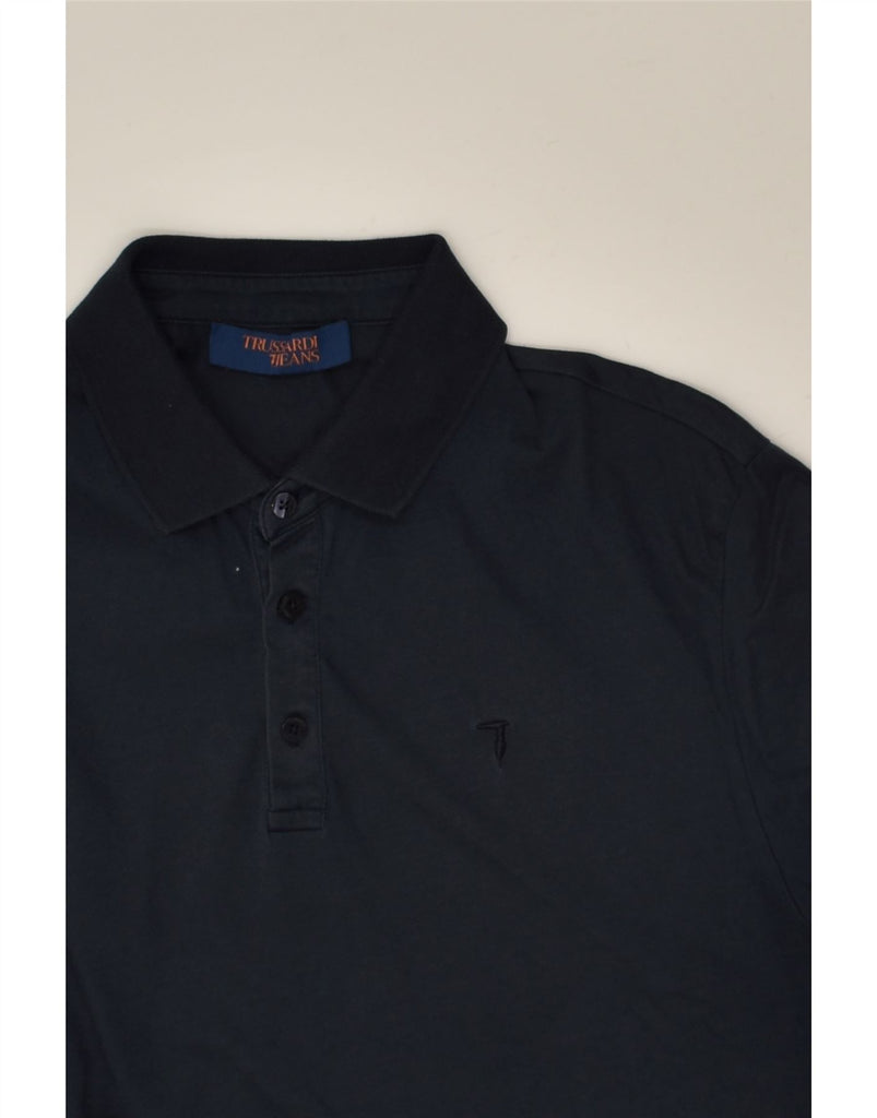 TRUSSARDI Mens Polo Shirt Large Navy Blue | Vintage Trussardi | Thrift | Second-Hand Trussardi | Used Clothing | Messina Hembry 