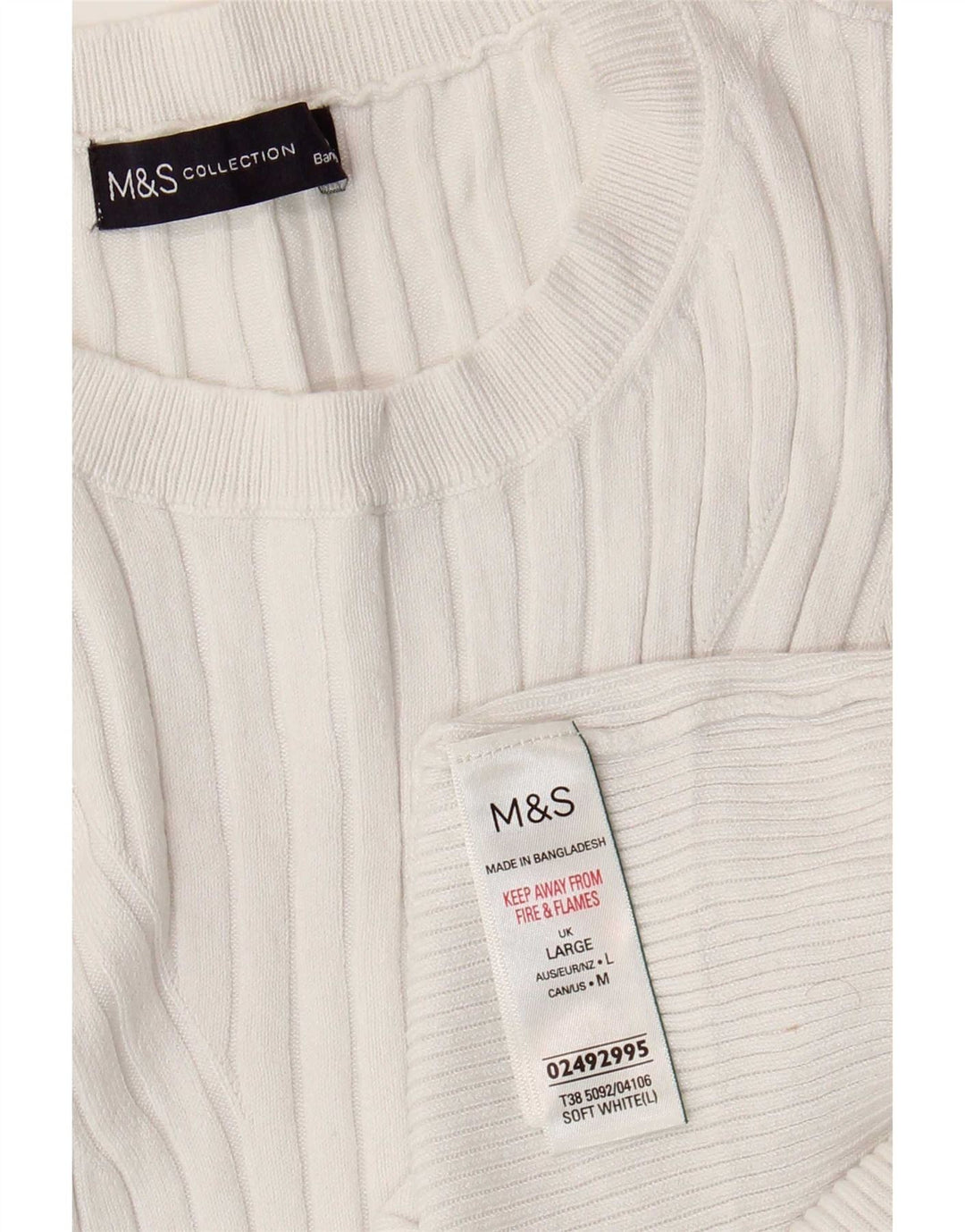 Marks & Spencer Womens Vest Tank Top UK 14 Large White Viscose