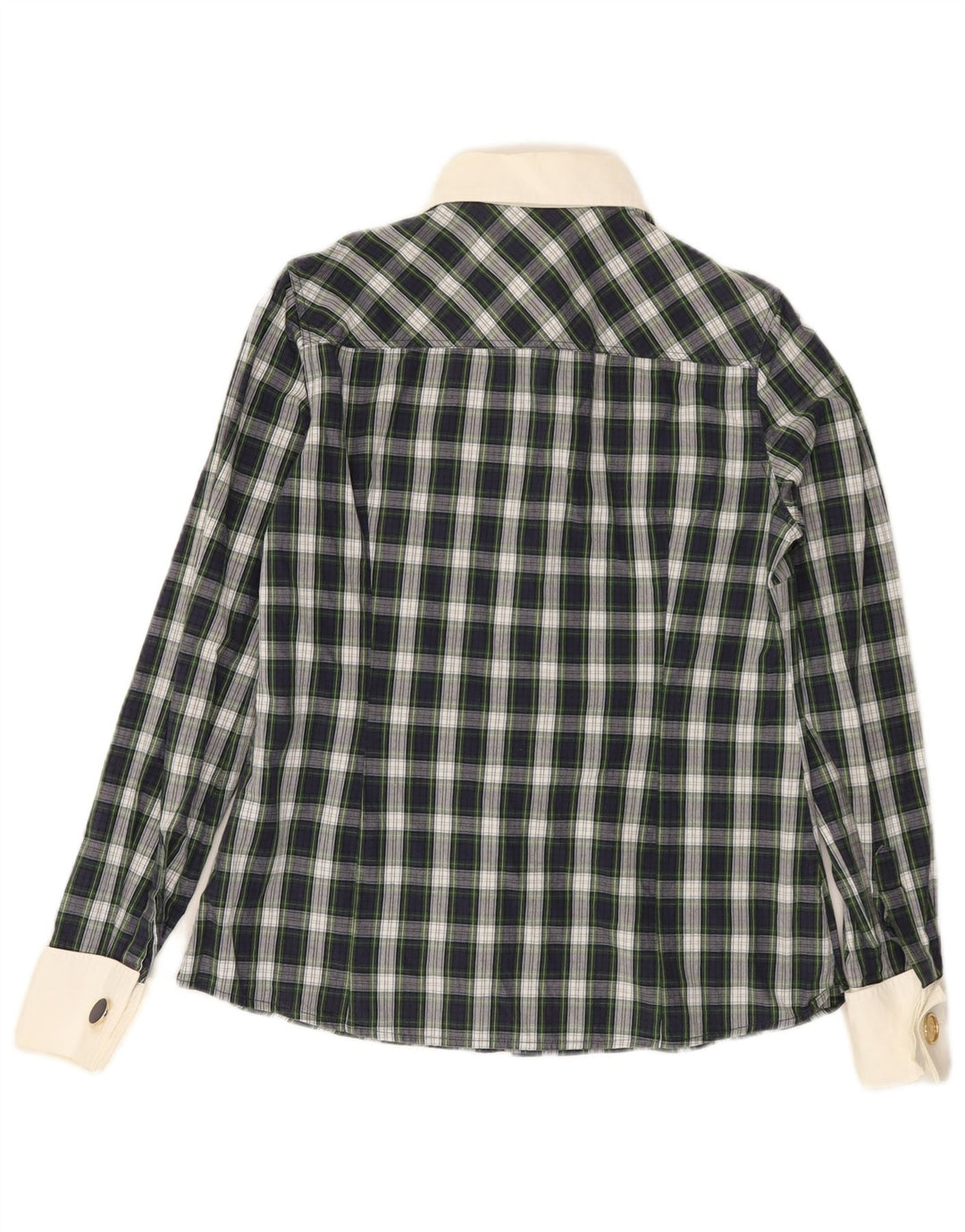 Massimo Dutti Womens Shirt EU 40 Medium Green Check Cotton
