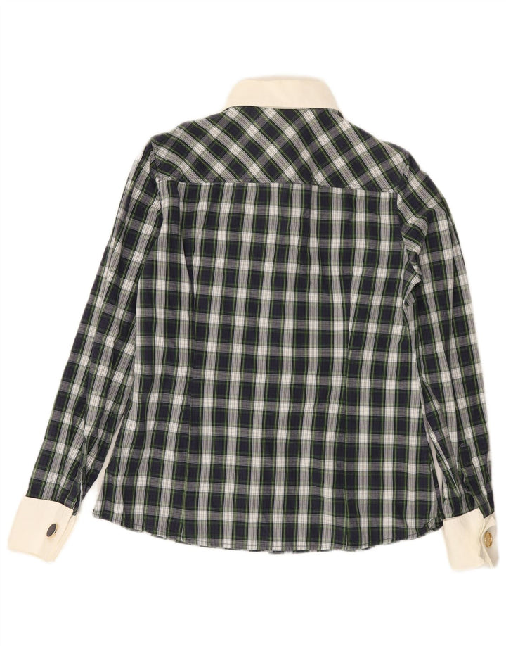 Massimo Dutti Womens Shirt EU 40 Medium Green Check Cotton