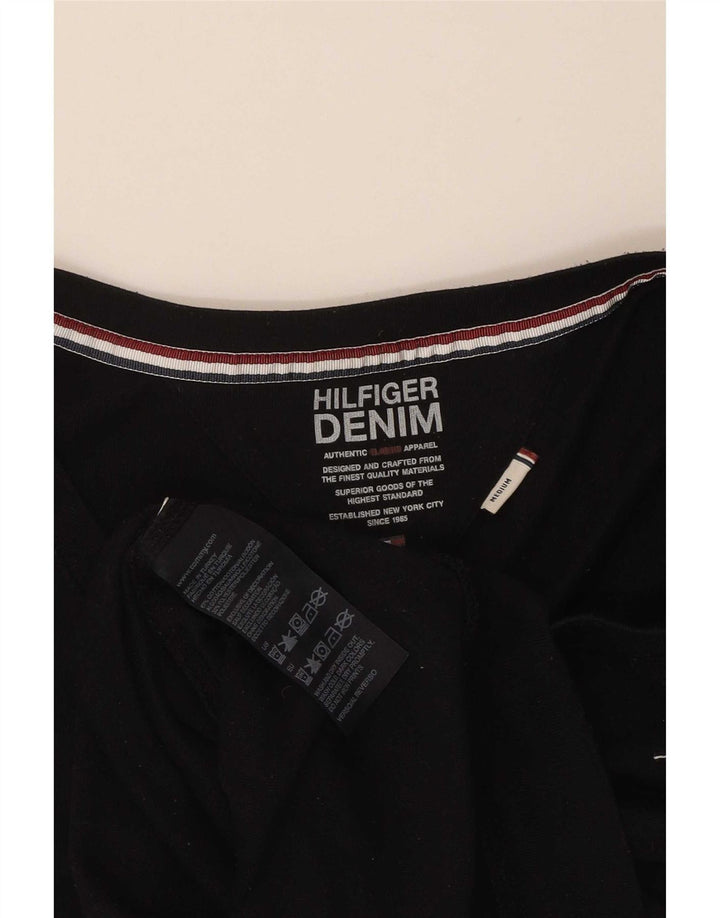 Tommy Hilfiger Womens Top Long Sleeve UK 12 Medium Black Cotton