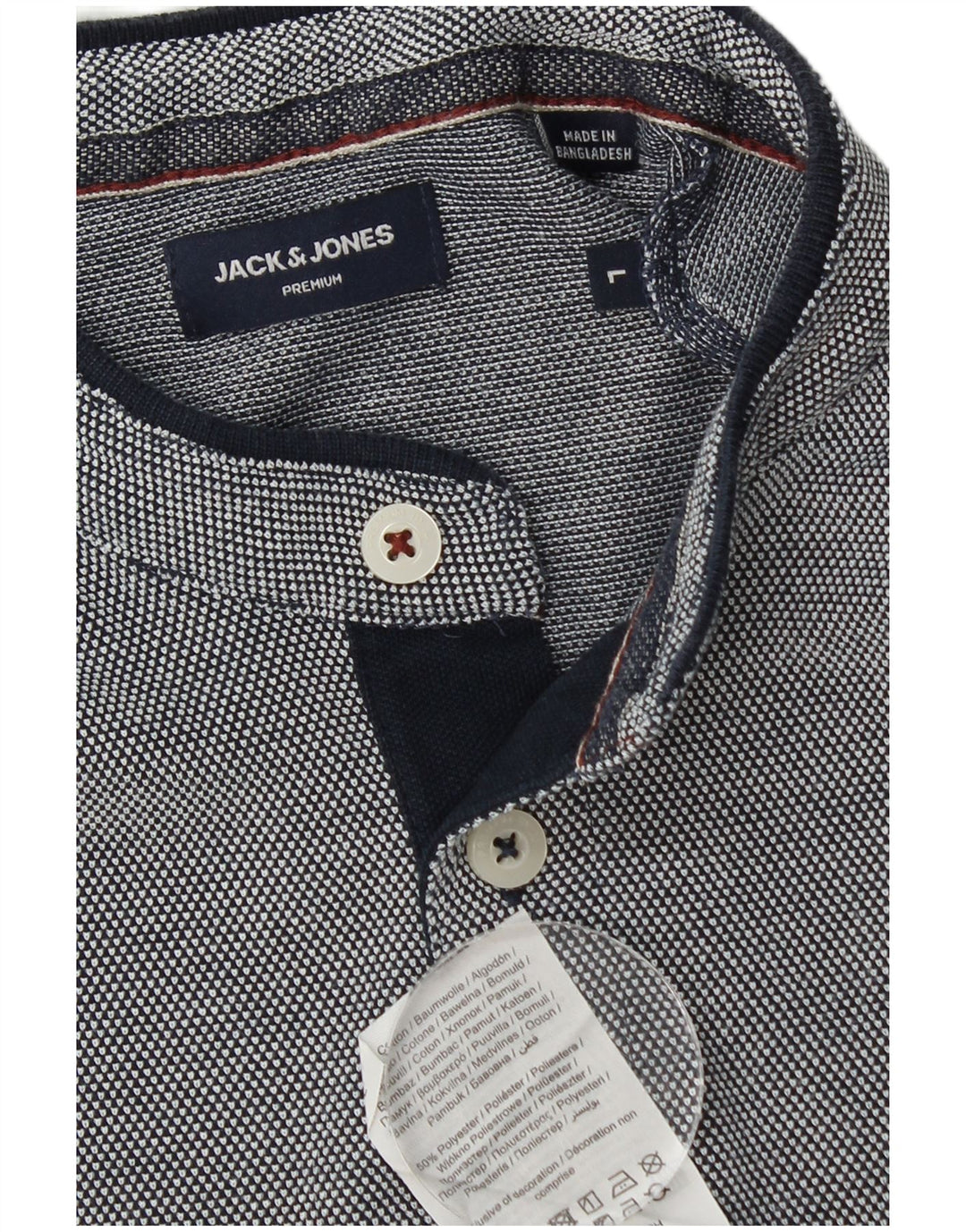 Jack & Jones Mens Polo Shirt Large Navy Blue Cotton