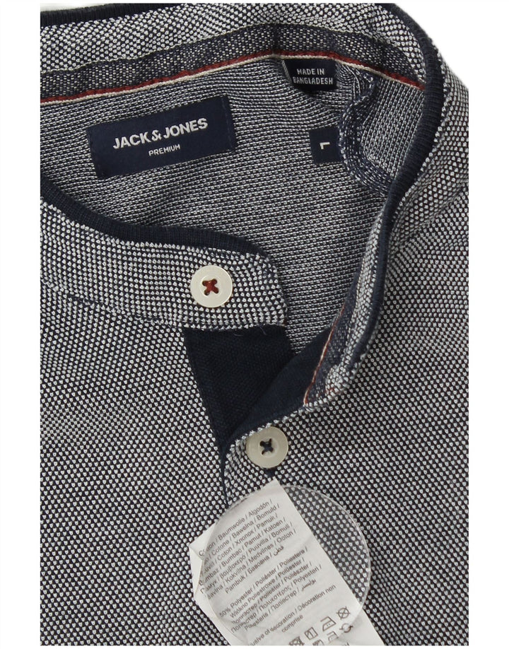Jack & Jones Mens Polo Shirt Large Navy Blue Cotton