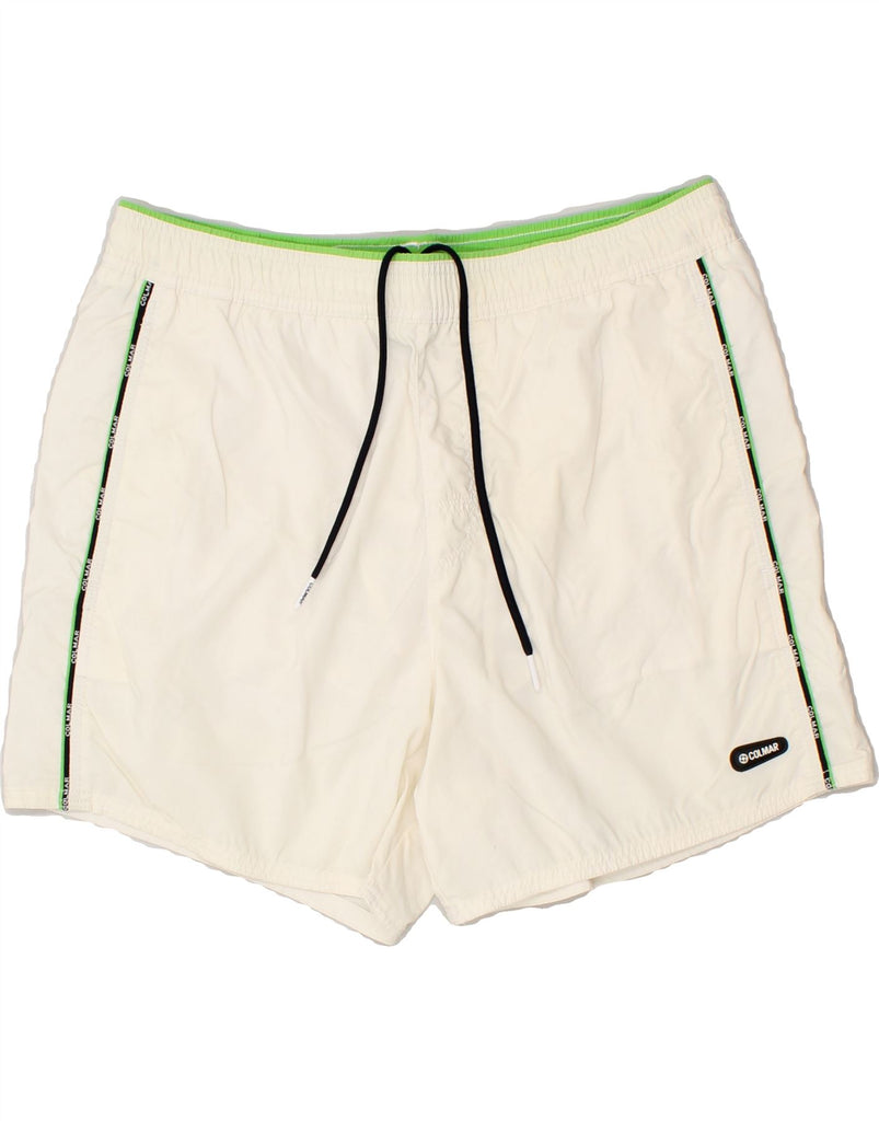 COLMAR Mens Sport Shorts IT 54 Large Off White Polyamide | Vintage Colmar | Thrift | Second-Hand Colmar | Used Clothing | Messina Hembry 