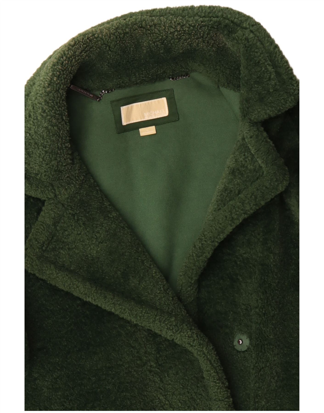 MICHAEL KORS Womens Oversized Faux Fur Overcoat UK 18 XL Green Polyester