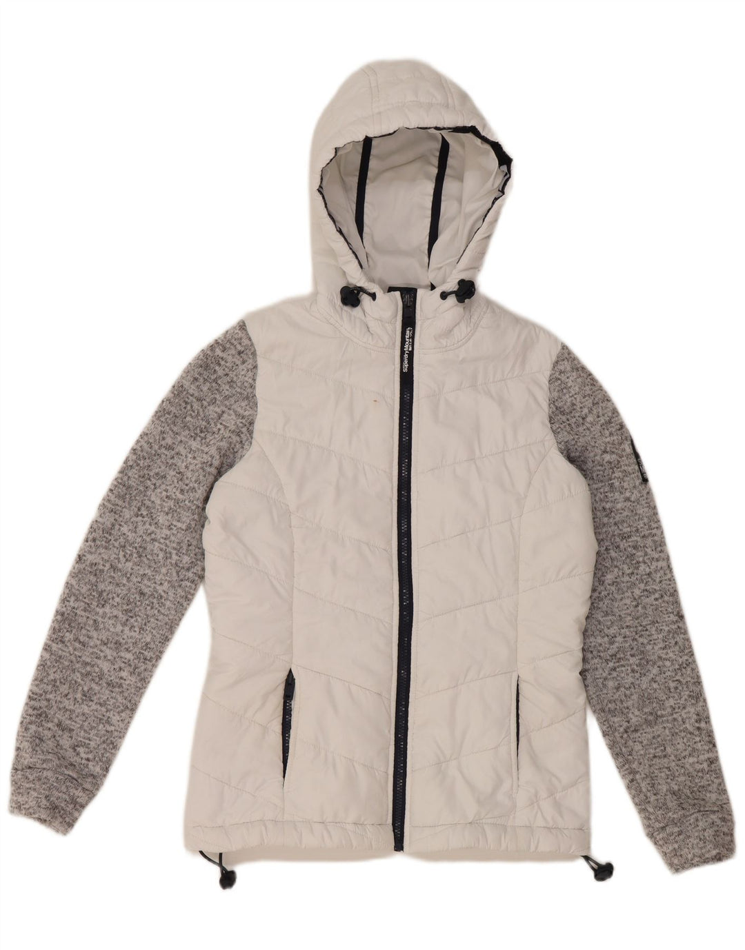 Superdry Womens Hooded Padded Jacket UK 8 Small White Colourblock