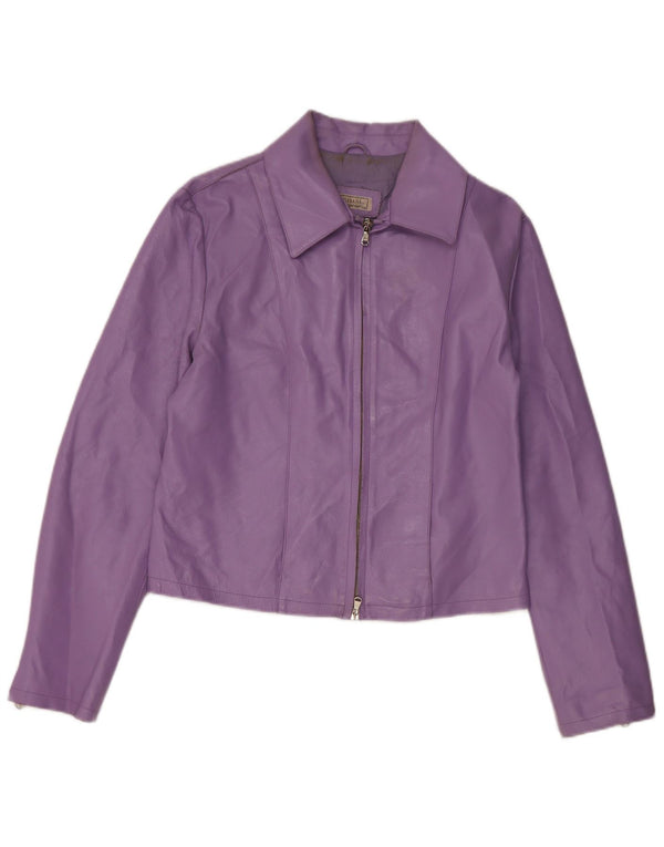 Habana Womens Leather Jacket UK 10 Small Purple Leather
