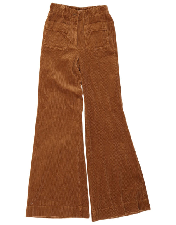 Massimo Dutti Womens Flare Corduroy Trousers EU 34 2XS W24 L33 Brown Cotton