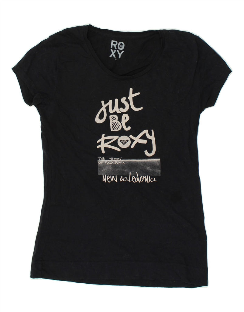 ROXY Girls Graphic T-Shirt Top 13-14 Years XL Black Cotton | Vintage Roxy | Thrift | Second-Hand Roxy | Used Clothing | Messina Hembry 