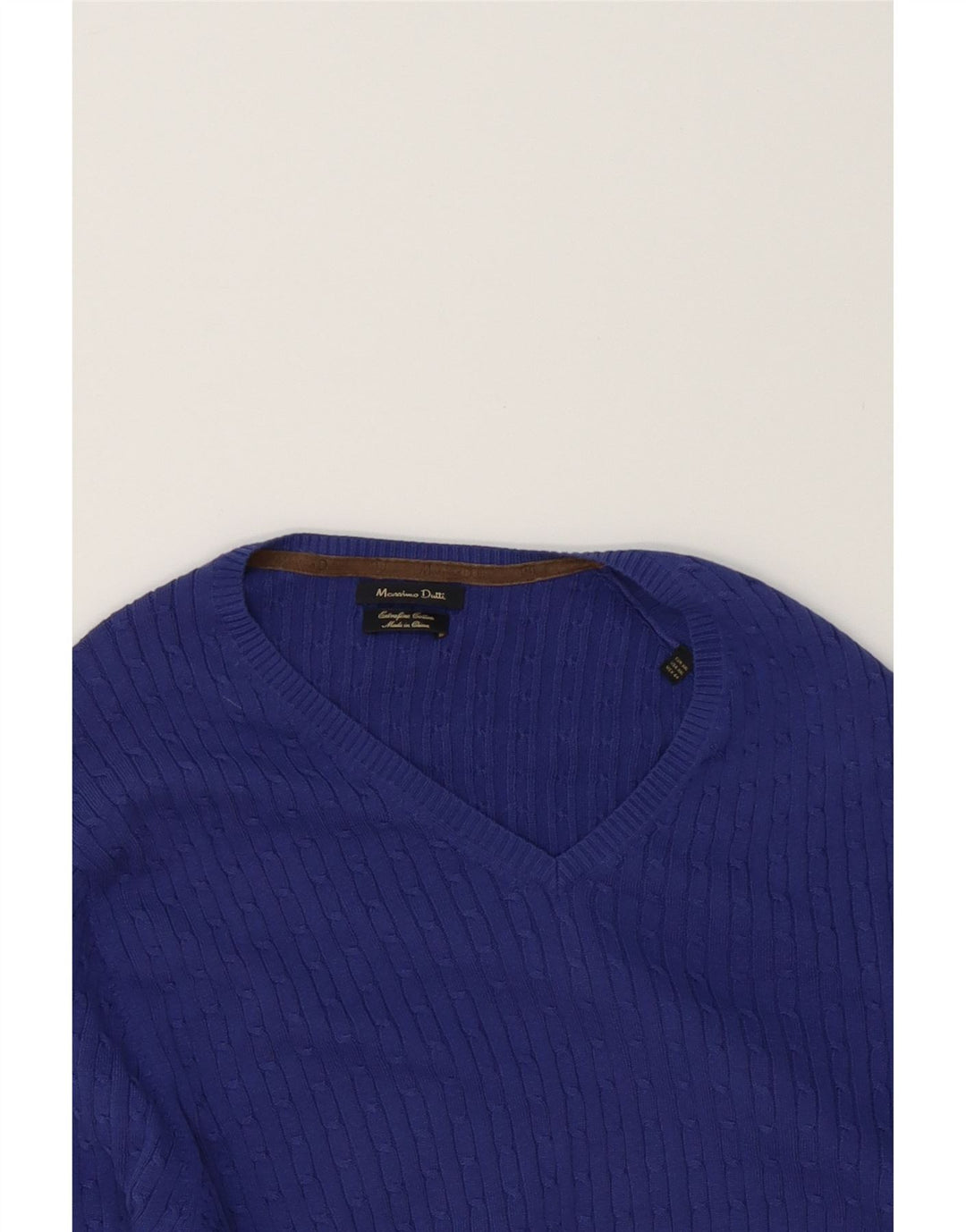 MASSIMO DUTTI Mens V-Neck Jumper Sweater 2XL Blue Cotton Vintage Massimo Dutti and Second-Hand Massimo Dutti from Messina Hembry 