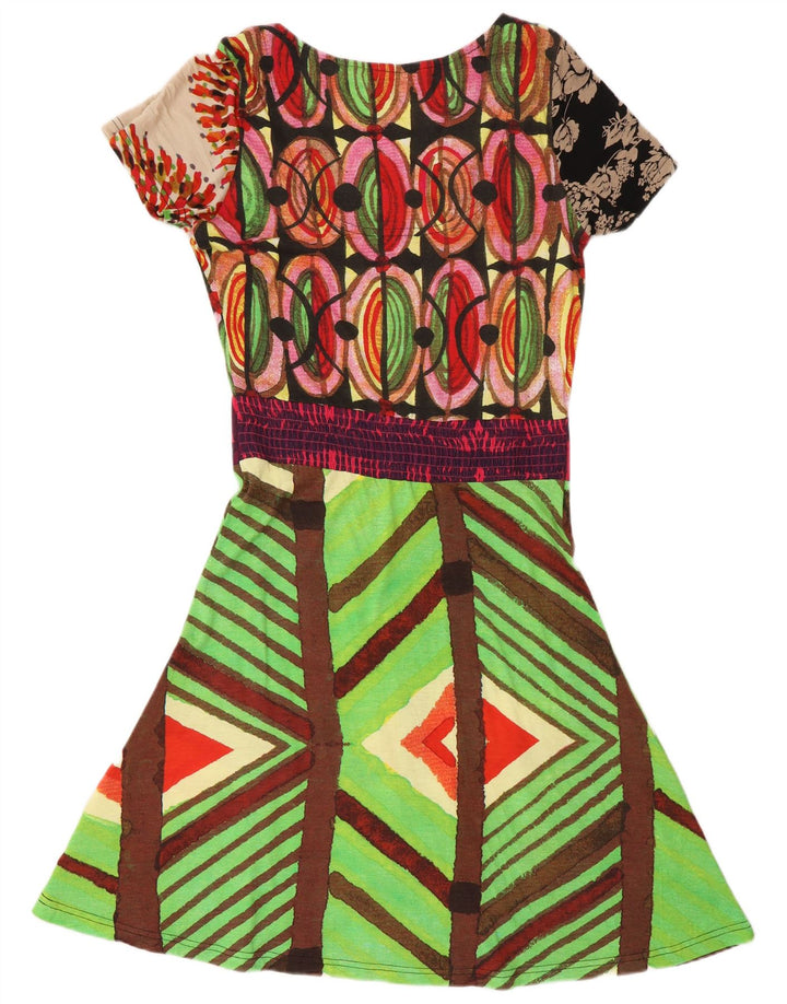 Desigual Womens Graphic A-Line Dress UK 14 Large Multicoloured Geometric