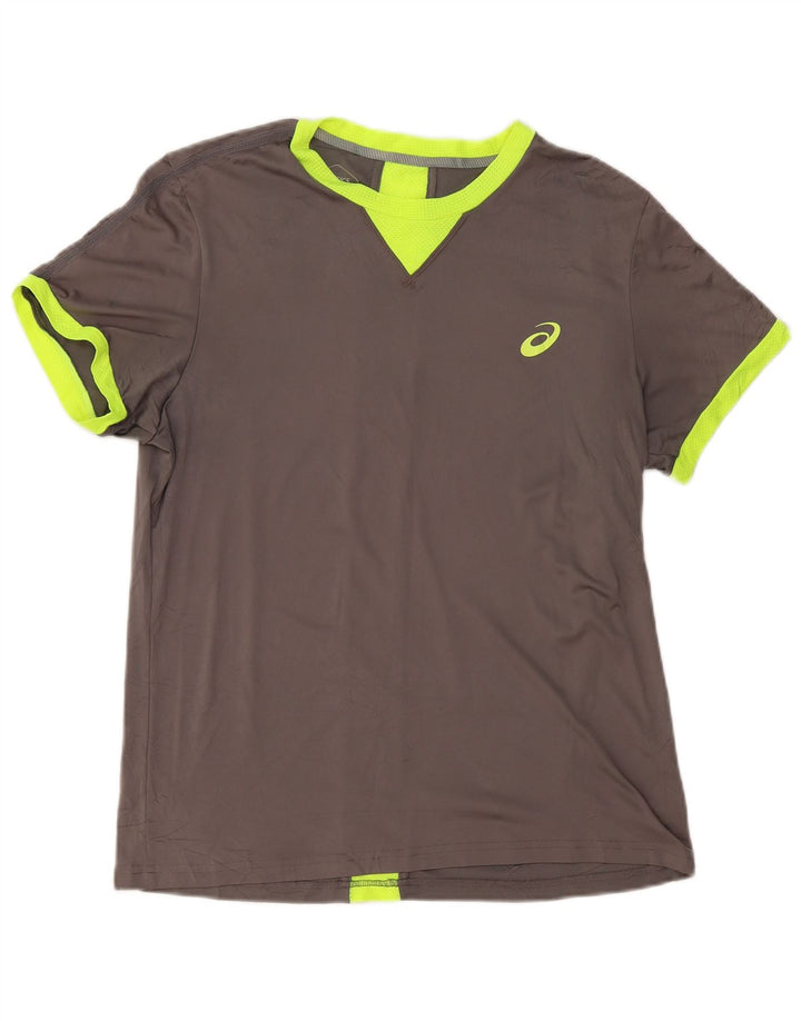 Asics Mens T-Shirt Top Medium Grey Colourblock