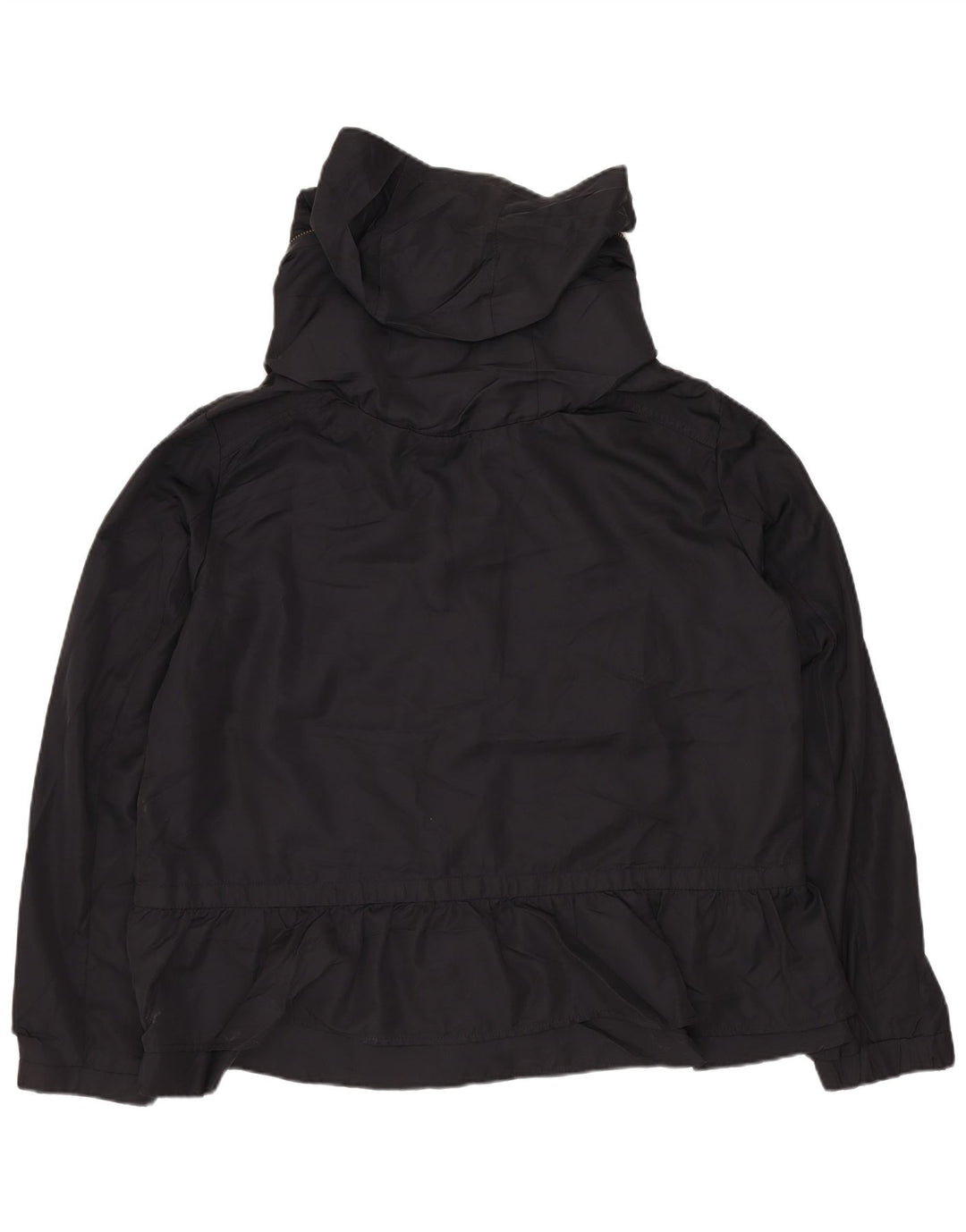 Zara Womens Hooded Crop Rain Jacket UK 16 Large Black Polyester