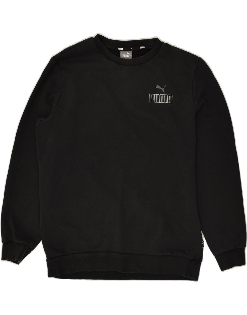 PUMA Mens Graphic Sweatshirt Jumper Medium Black Cotton | Vintage Puma | Thrift | Second-Hand Puma | Used Clothing | Messina Hembry 