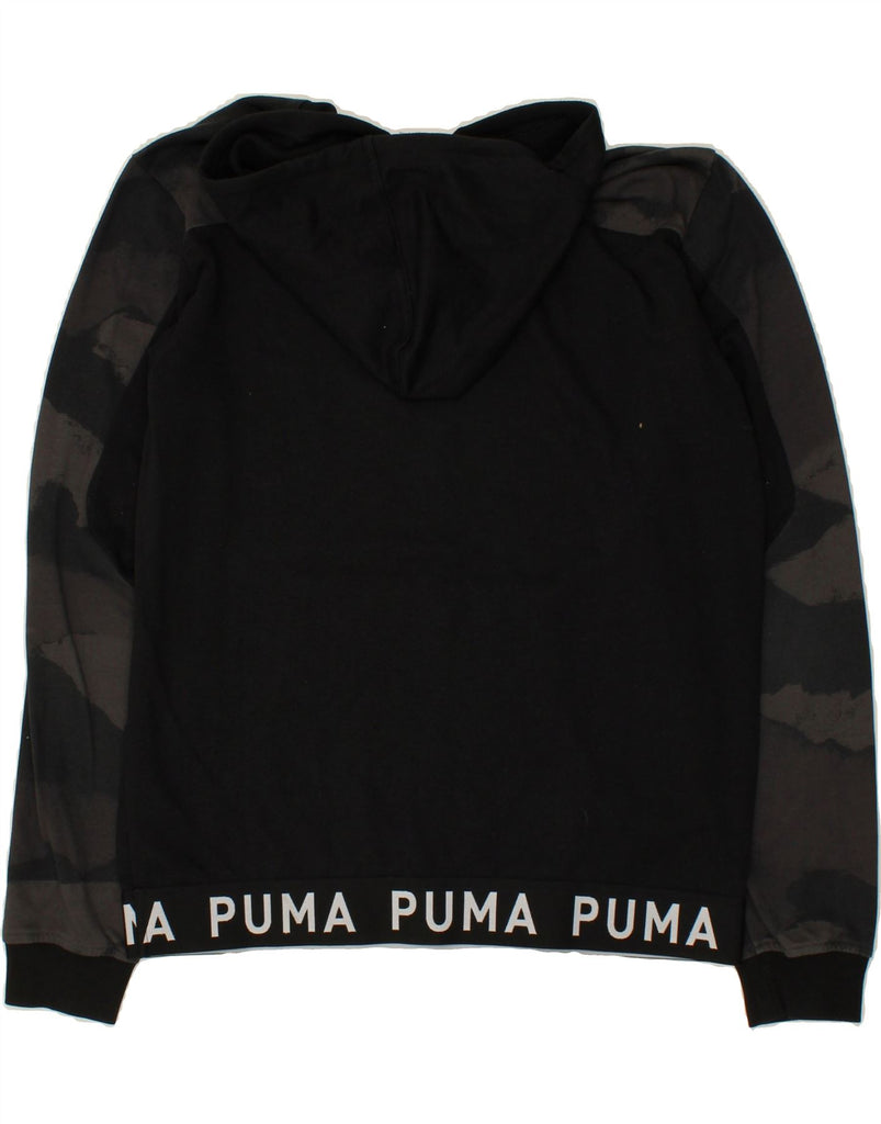 PUMA Mens Graphic Hoodie Jumper Medium Black Camouflage Polyester Vintage Puma and Second-Hand Puma from Messina Hembry 