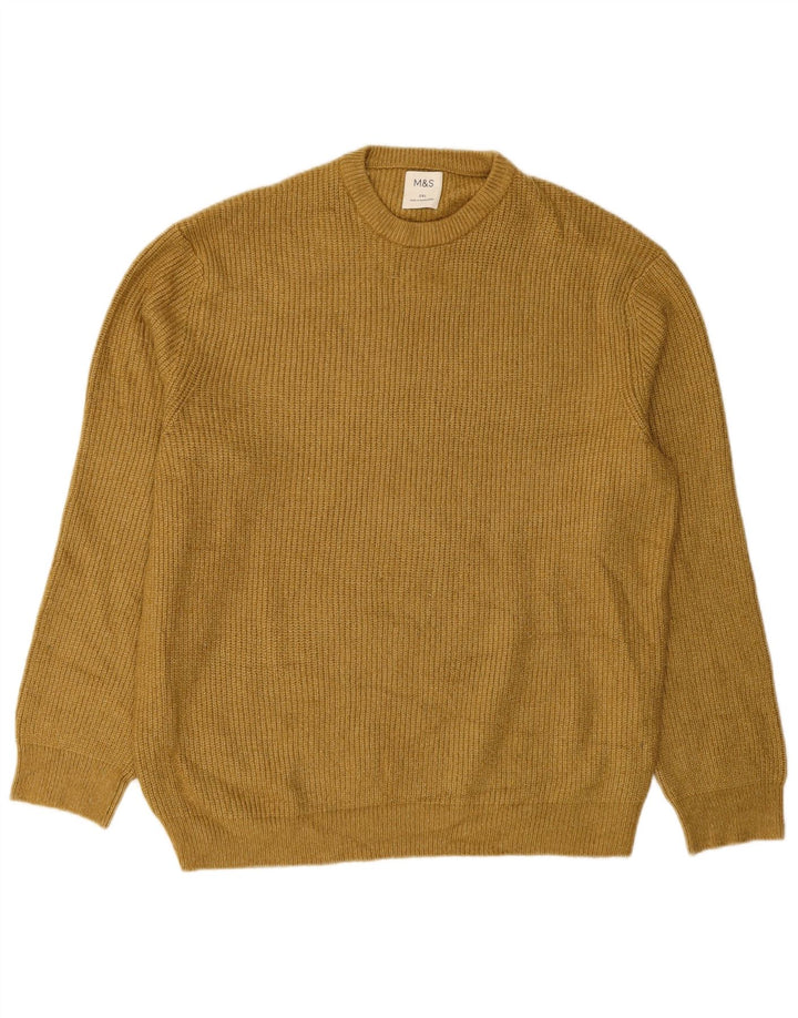 MARKS & SPENCER Mens Crew Neck Jumper Sweater 2XL Green Polyamide