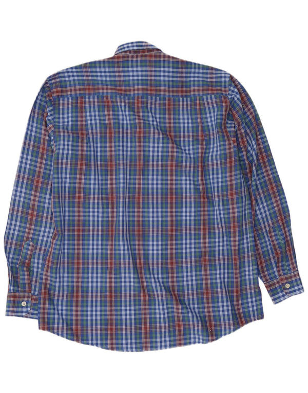 Vintage Mens Shirt Medium Blue Check Polyester