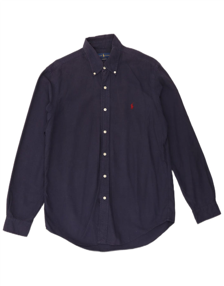 Ralph Lauren Mens Classic Fit Shirt Medium Navy Blue Cotton