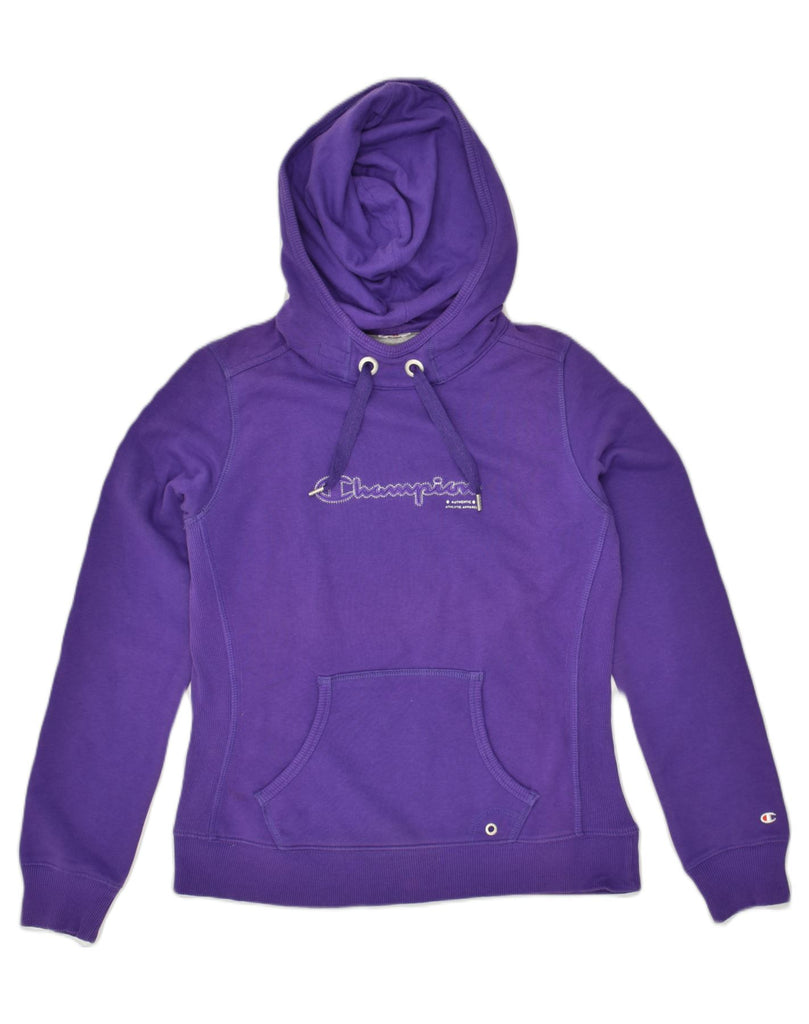 CHAMPION Womens Graphic Hoodie Jumper UK 16 Medium Purple Cotton | Vintage Champion | Thrift | Second-Hand Champion | Used Clothing | Messina Hembry 