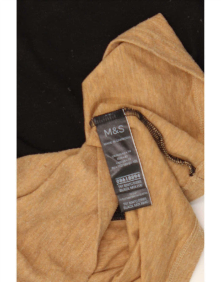 Marks & Spencer Womens Top Long Sleeve UK 14 Medium Black Colourblock