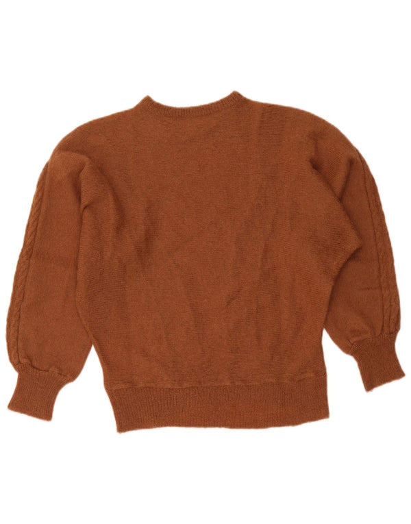 Vintage Womens Boat Neck Jumper Sweater UK 14 Large Brown