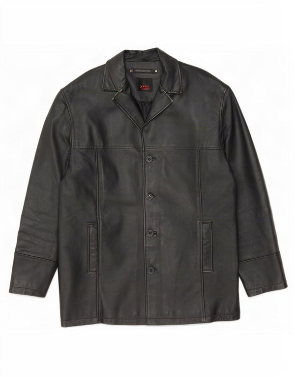 Vintage Mens Leather Jacket IT 48 Medium Black