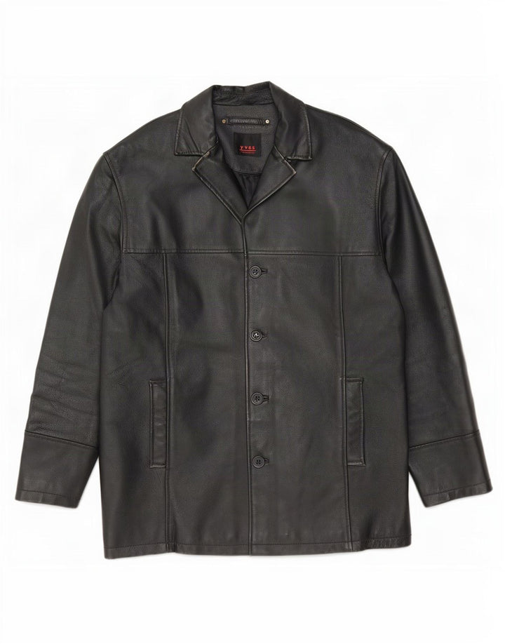 Vintage Mens Leather Jacket IT 48 Medium Black