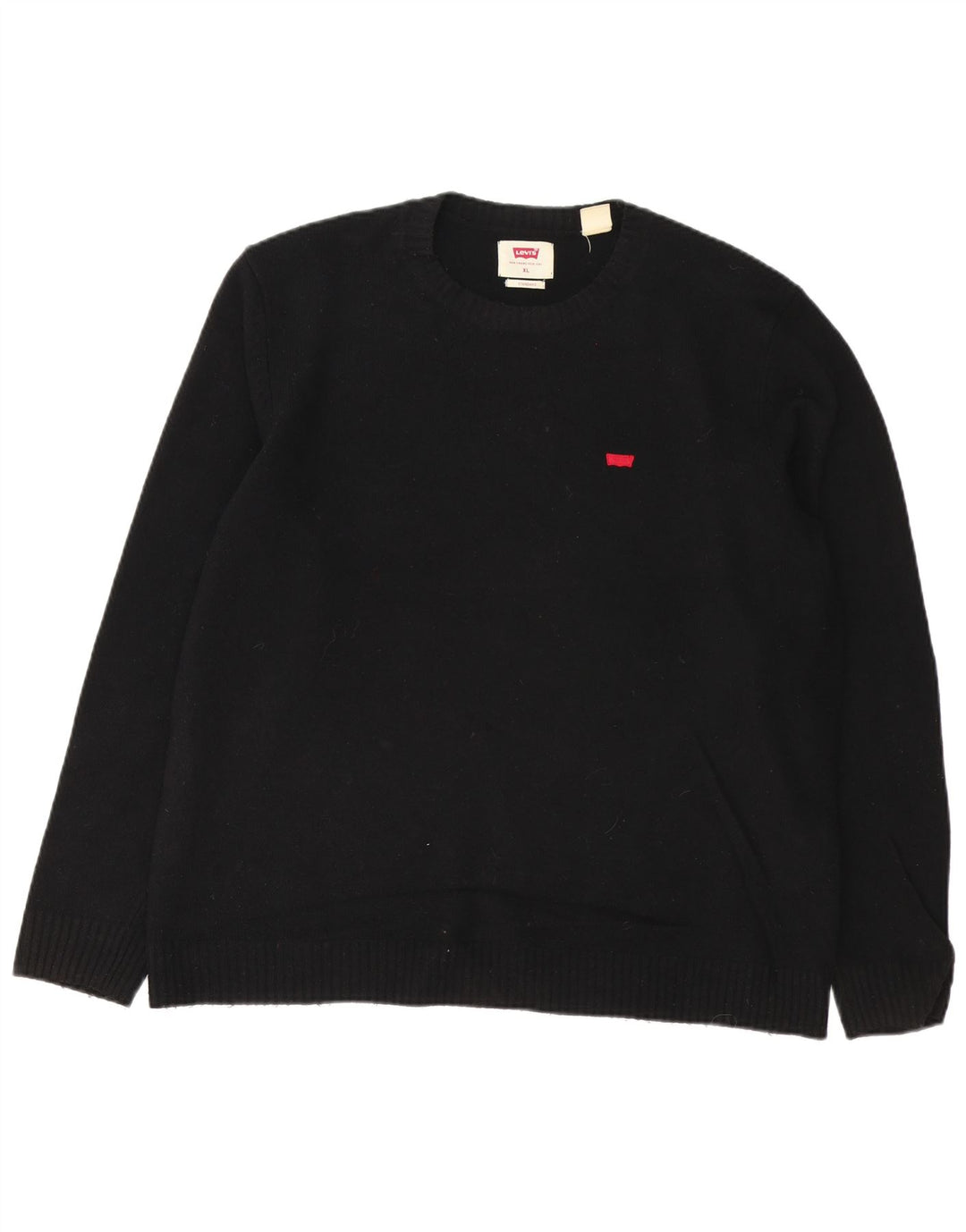 Levi's Mens Standard Crew Neck Jumper Sweater XL Black Wool