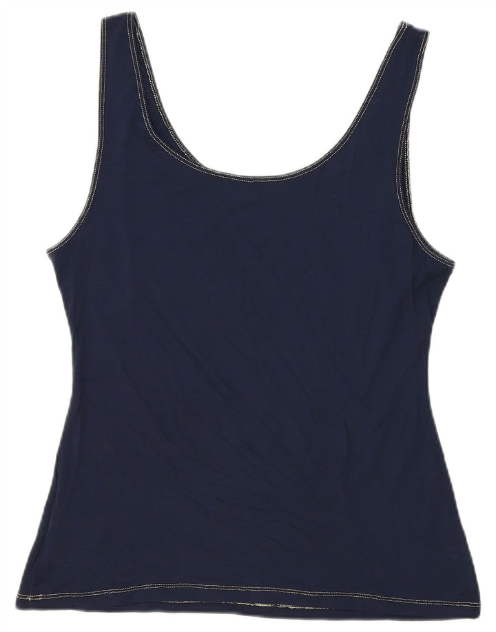 Roccobarocco Womens Crop Graphic Vest Top IT 50 XL Navy Blue