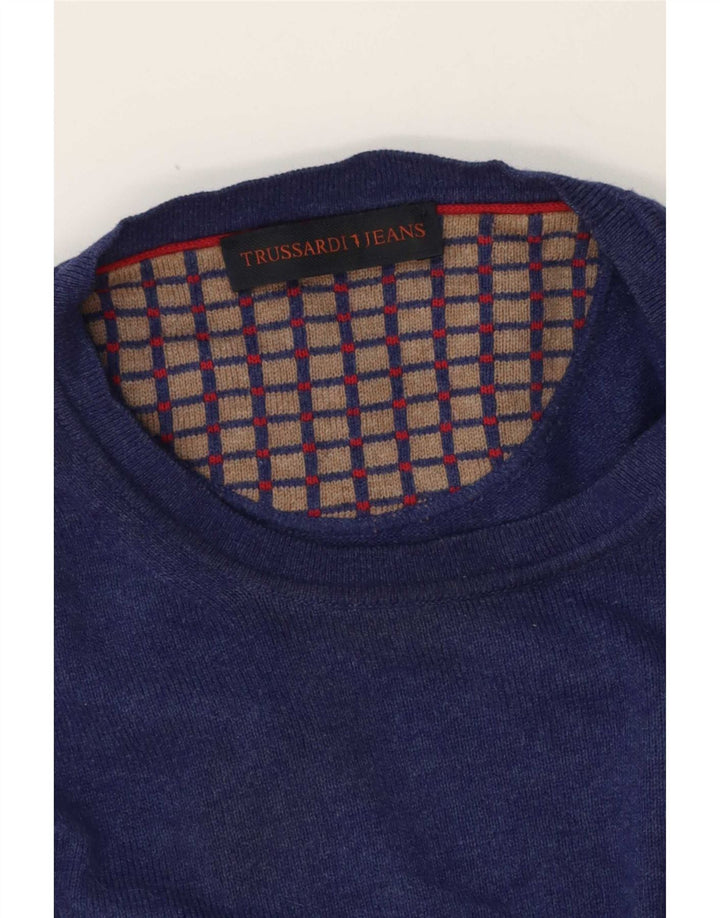 Trussardi Jeans Mens Crew Neck Jumper Sweater Large Blue