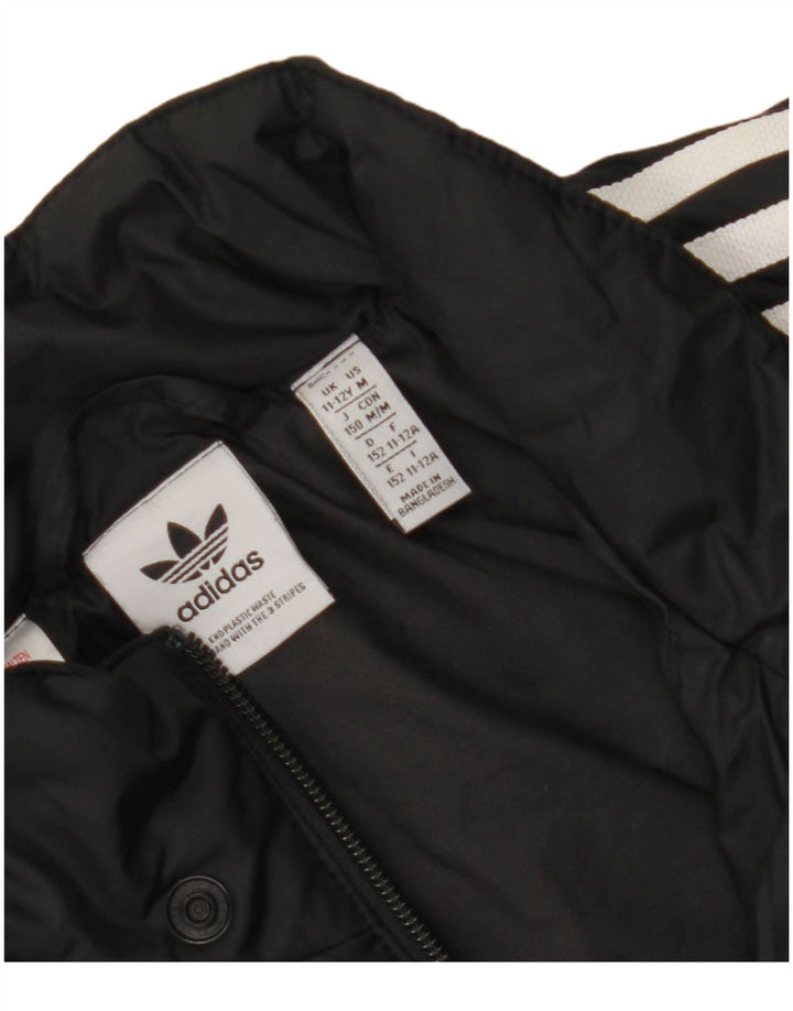 ADIDAS Boys Padded Jacket 11-12 Years Black Polyester