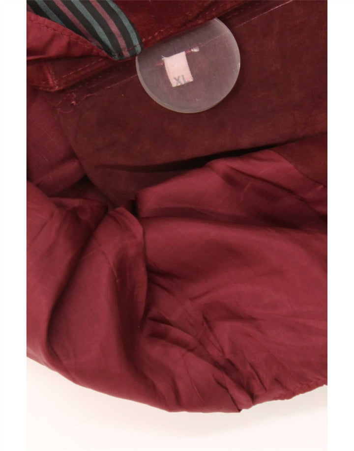 Vintage Mens Suede Waistcoat XL Burgundy