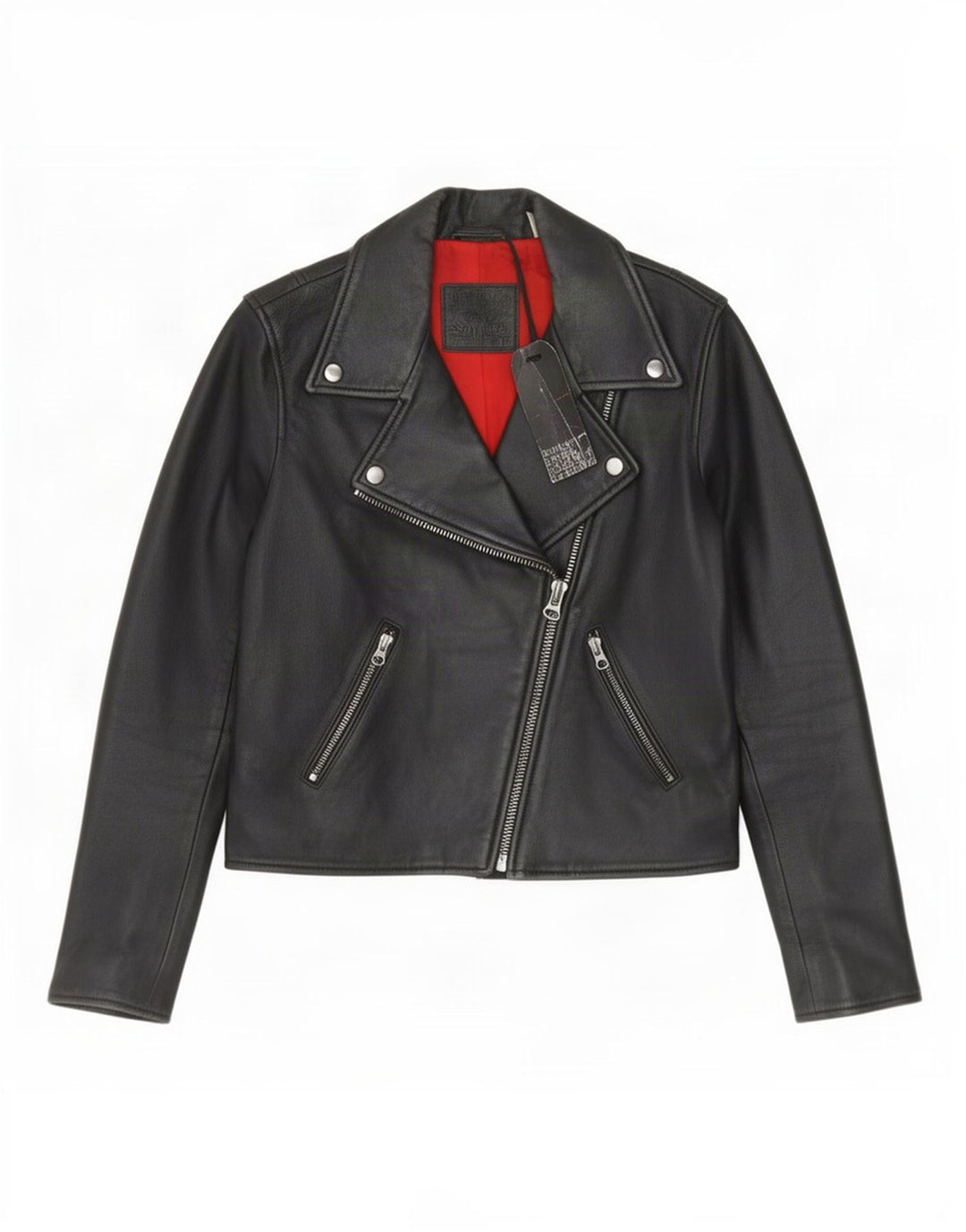 Levi's Womens Crop Leather Biker Jacket UK 6 XS Black
