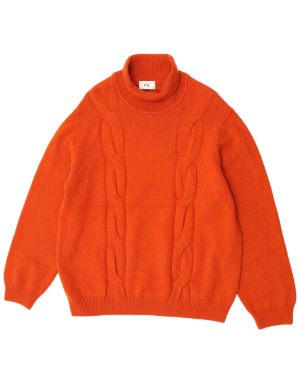 C&A Mens Roll Neck Jumper Sweater 2XL Orange Wool