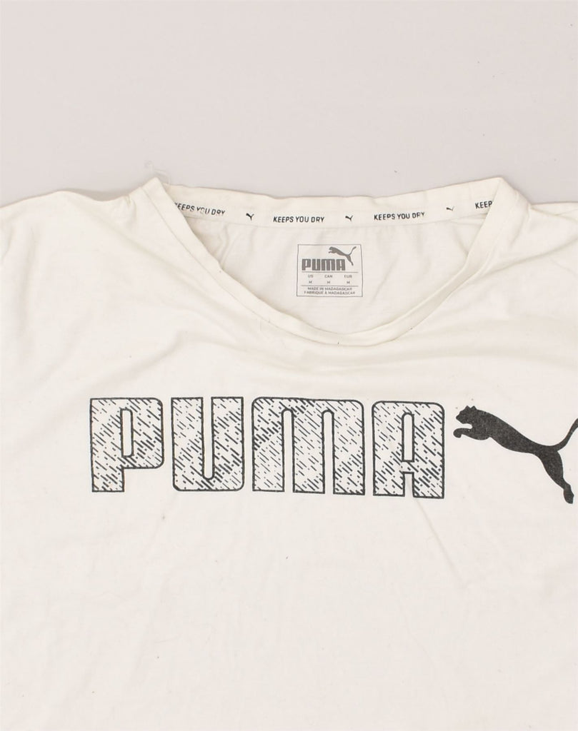 PUMA Mens Graphic T-Shirt Top Medium White Cotton | Vintage Puma | Thrift | Second-Hand Puma | Used Clothing | Messina Hembry 