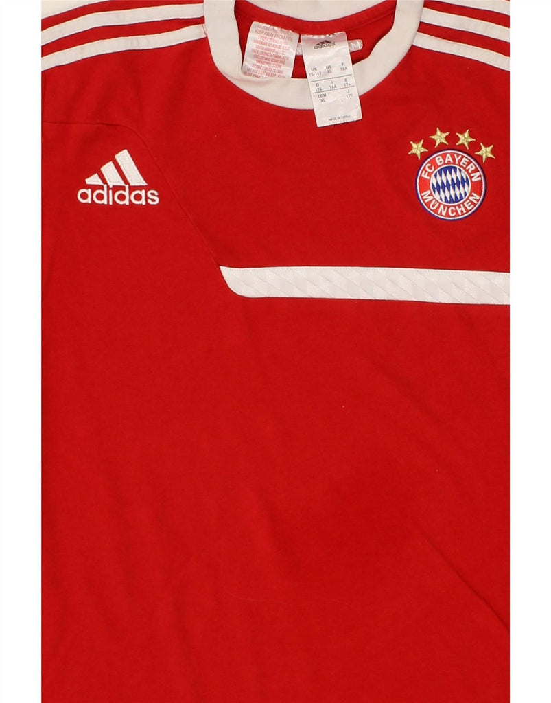 ADIDAS Boys FC Bayern Munchen T-Shirt Top 15-16 Years Red Cotton Vintage Adidas and Second-Hand Adidas from Messina Hembry 