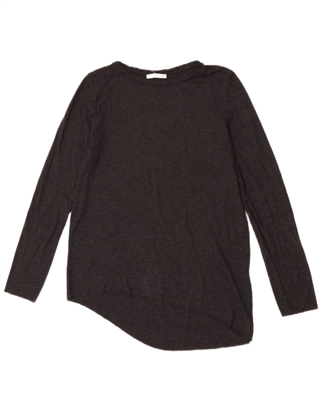 Zara Womens Long Sleeve Asymmetric Tunic Top UK 10 Small Grey Viscose